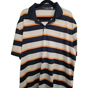 RLX Ralph Lauren Polo XXL Navy Orange Striped Golf Preppy Coastal Classic Sport